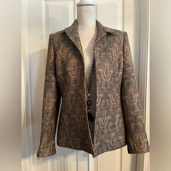 Kasper Vintage Light Brown & Light Tan W A Tint Of Gold  SZ 8 Blazer - Picture 7 of 13